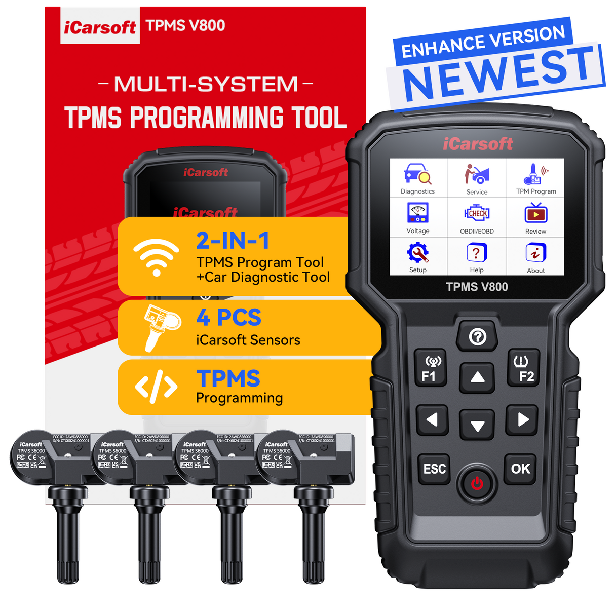 iCarsoft TPMS V800 – TPMS Programming & OBDII Diagnostic Tool