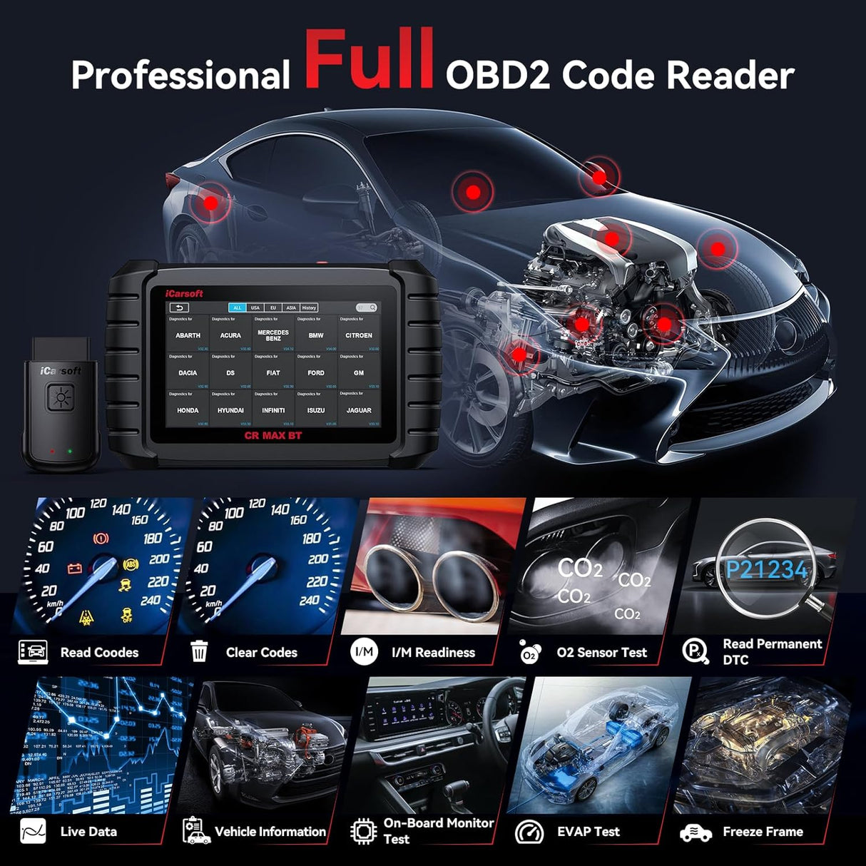 iCarsoft CR Max BT (Enhanced) Wireless Bidirectional Diagnostic Tool