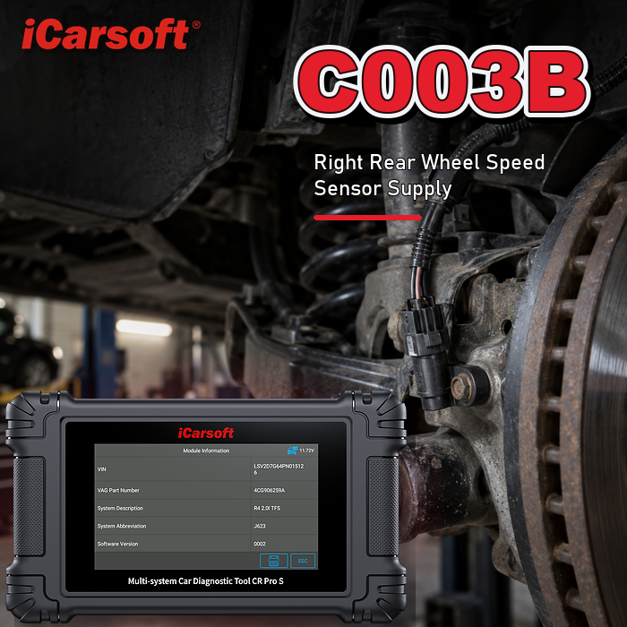 C003B right rear wheel speed sensor supply diagnosis and repair guide