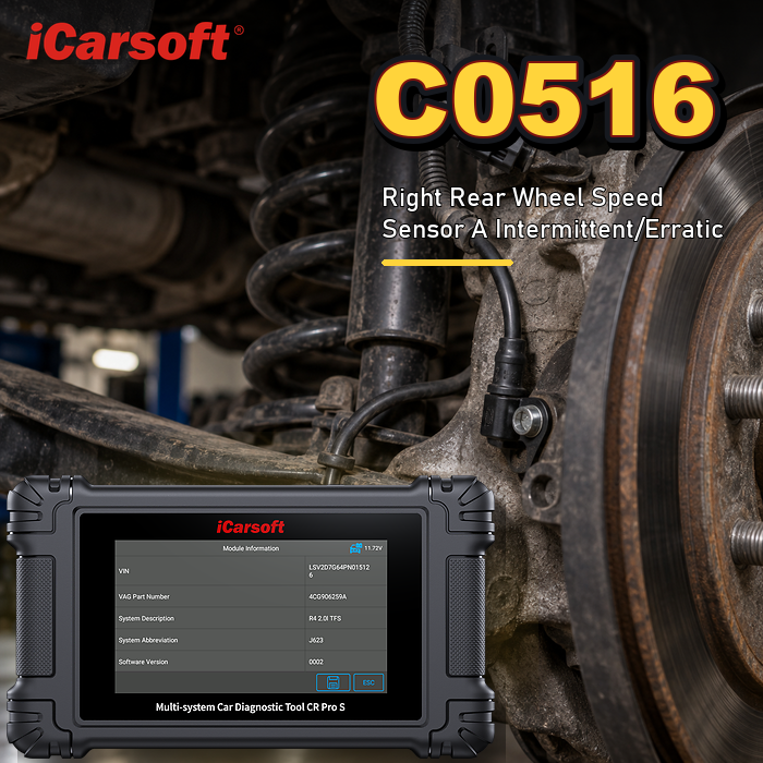 C0516 right rear wheel speed sensor intermittent/erratic diagnosis and repair guide