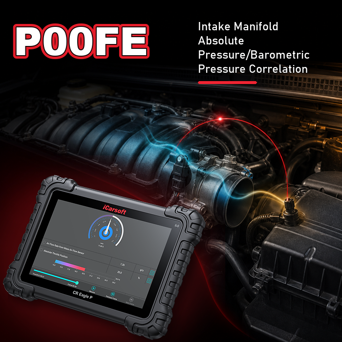 iCarsoft CR Eagle P scan tool for diagnosing P00FE EVAP purge vapor line restrictions