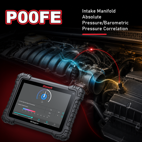 iCarsoft CR Eagle P scan tool for diagnosing P00FE EVAP purge vapor line restrictions