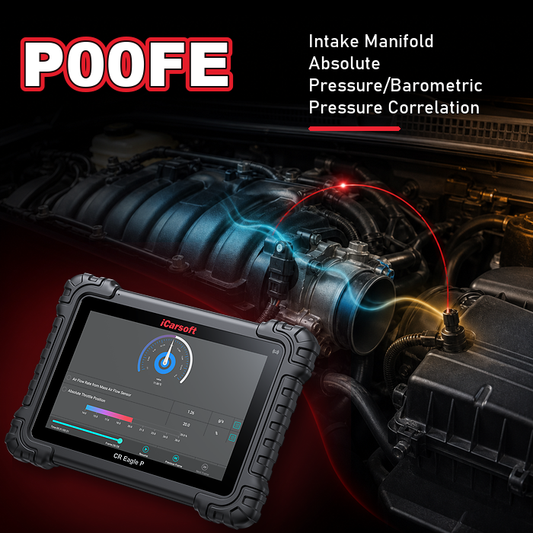 iCarsoft CR Eagle P scan tool for diagnosing P00FE EVAP purge vapor line restrictions