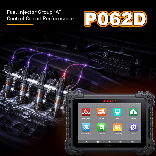 iCarsoft CR Max P scanning a P062D fuel injector driver circuit performance code