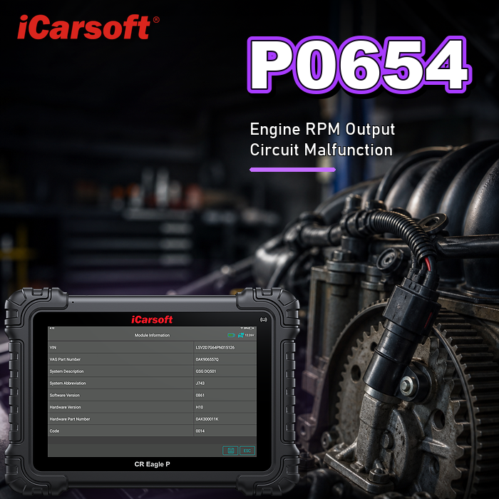 P0654 engine RPM output circuit open diagnosis and repair guide