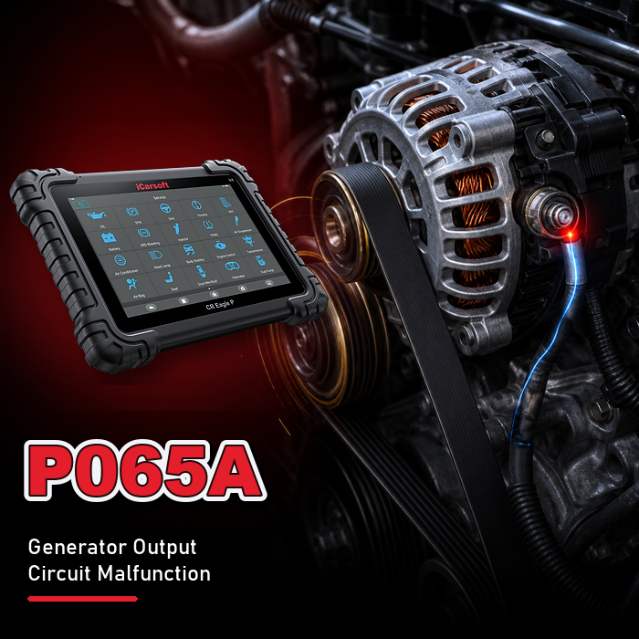 iCarsoft CR Eagle P diagnostic tablet for P065A generator system performance diagnosis