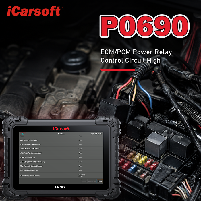 P0690 ECM PCM power relay control circuit high diagnosis and repair guide