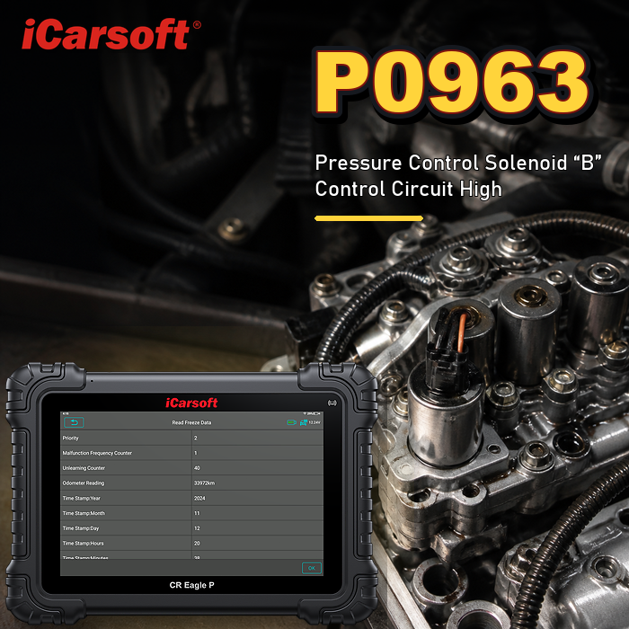 P0963 pressure control solenoid A control circuit high diagnosis and repair guide