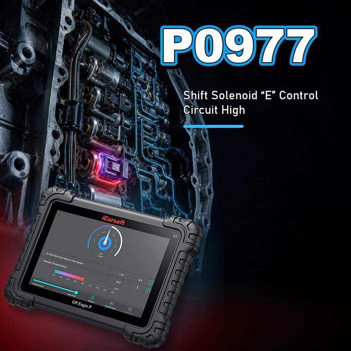 iCarsoft CR Eagle P diagnosing P0977 Shift Solenoid B Control Circuit High