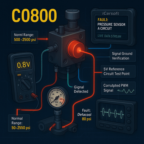 C0800 Code: ABS Brake Pressure Sensor Repair Guide - iCarsoft-us