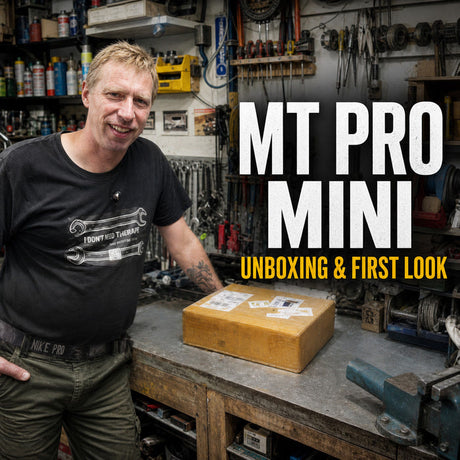 iCarsoft MT Pro Mini unboxing and first look in a working motorcycle garage