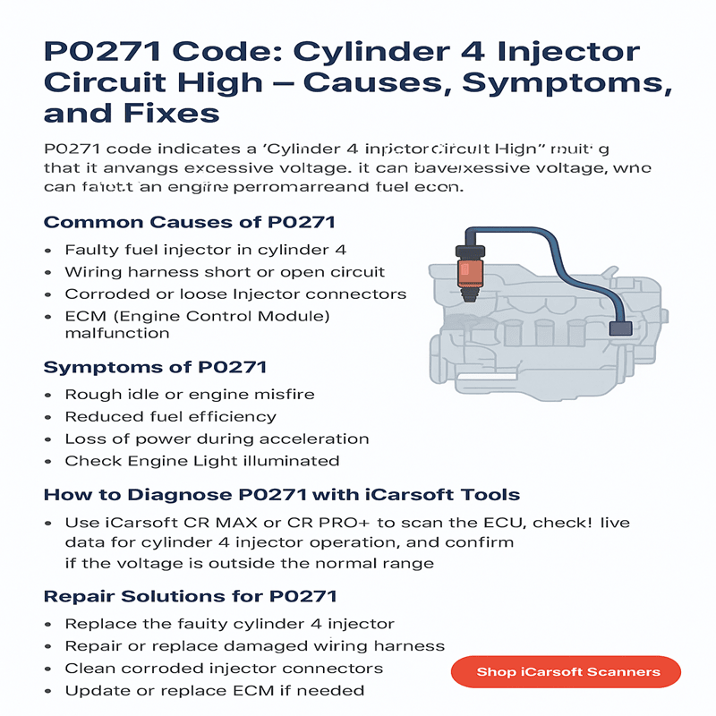 P0271 Code: Cylinder 4 Injector Circuit High – Causes, Symptoms, and Fixes - iCarsoft Official Store