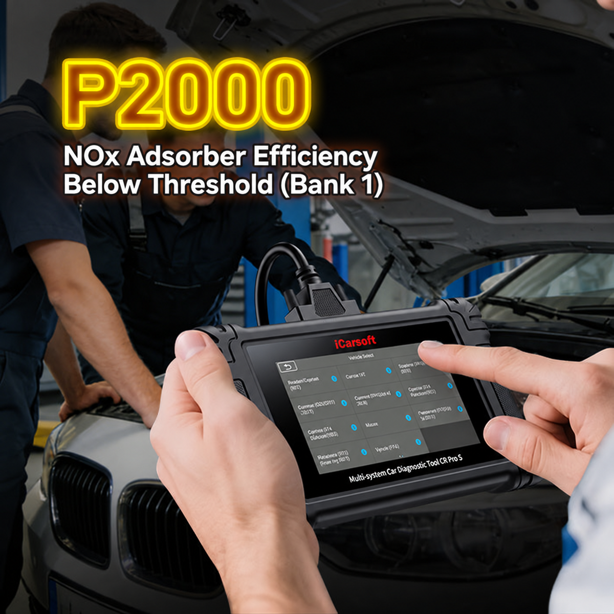 P2000 NOx adsorber efficiency below threshold Bank 1 diagnosis with iCarsoft CR Pro S