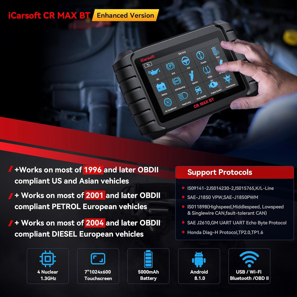 iCarsoft CR Max BT (Enhanced) Wireless Bidirectional Diagnostic Tool